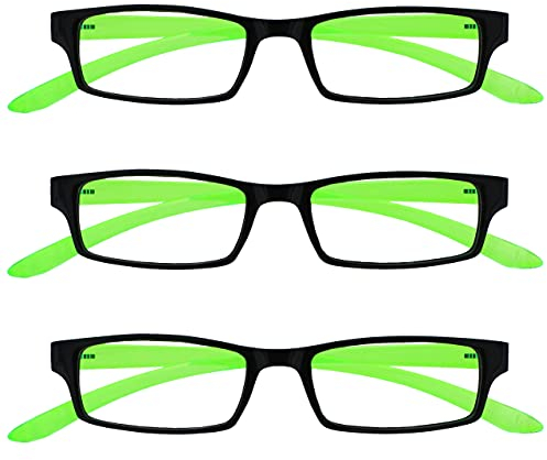 UV Reader Schwarz Leuchtend Grünen Nacken-Lesebrille Wert 3er-Pack Frauen Herren UVR3PK021 +2,50