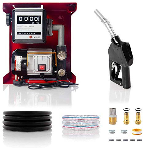 ParkerBrand 230V Wall Mounted Diesel Transfer Fuel Pump Kit - With Automatic Nozzle