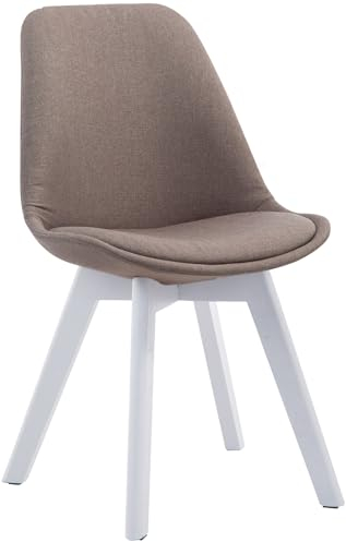 CLP Esszimmerstuhl Borneo mit Stoffbezug I Polsterstuhl, Farbe:Taupe, Gestell Farbe:weiß