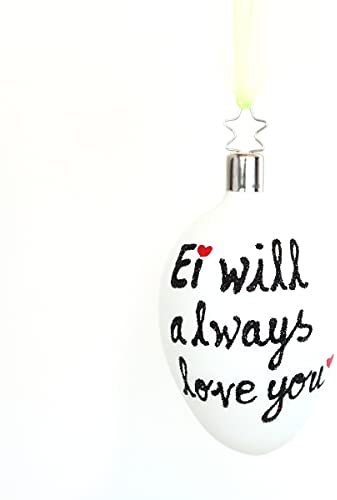 Inge-glas Oster-Hänger Ei Will Always Love You weiß matt Glitter H ca. 8 cm