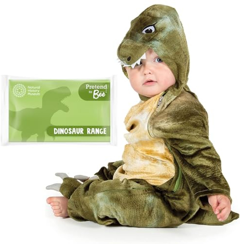 PRETEND TO BEE Baby T-Rex Dinosaur Dress Up Costume for Kids/Toddlers, Official Natural History Museum, Onesie, 2-3 Years, Green