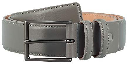 Nuvola Pelle Herren Gürtel aus weichem Leder Made in Italy elegant H 34mm mit Metallschnalle Taupe von 120 cm