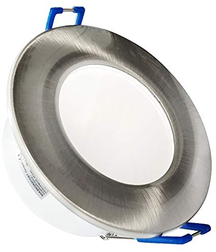 max K O M F O R T 6x IP44 LED Bad Einbaustrahler 230V sehr flach 5,5W RUND Eisen-gebürstet Edelstahl-OptikEinbauspot Einbauleuchte Einbaulampe Deckenlampe Deckenstrahler Dusche