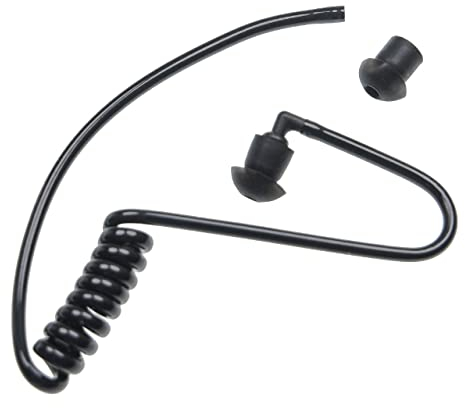 vhbw Tube Acoustique de sécurité oreillette 2 Bouchons d'oreille, Noir/Transparent pour Casque Audio, appareils Radio