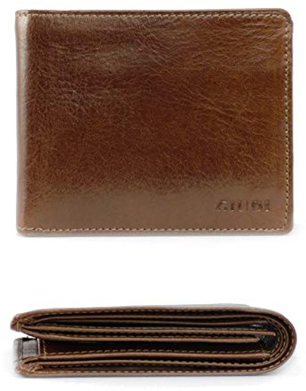 GIUDI ® Geldbörse Herren Leder Mittel-Groß Braun Echtleder Rindsleder Münzfach Kartenfächer Querformat Portemonnaie Geldbeutel