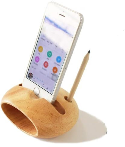 SuperPapa Support de téléphone cellulaire support stylo amplificateur de son voix fait à la main en bois naturel support de téléphone station d'accueil compatible smartphones de moins de 5,5 pouces