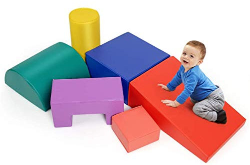COSTWAY 6 Pieces Kids Climb and Crawl Foam Play Set, Colorful Children's Educational Software Activity Toys, Baby’s Soft Climbing Blocks for Toddlers, Preschoolers (primary)