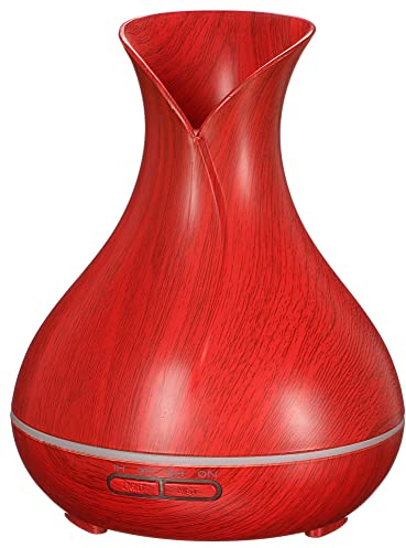 SIXTOL Vulcan Aroma Diffusor rotes Holz 350ml | Ultraschall-Luftbefeuchter | Zur Luftbefeuchtung und Durchduftung von Zuhause, Schlafzimmer, Büro | Aromatherapie | Für ätherische Öle