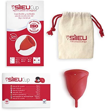 Coppetta mestruale Sileu Cup Rose, modello iniziale semplice da applicare, aiuta a prevenire infezioni urinarie e cistite, taglia XS, rossa, flessibilità morbida