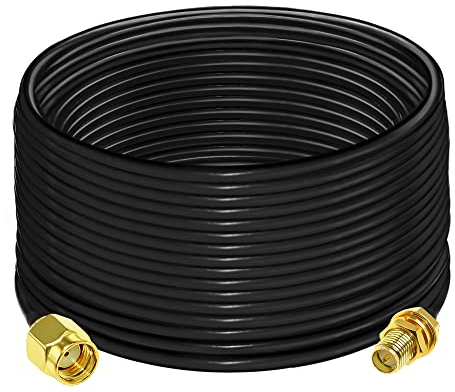 TUOLNK Câble RP SMA RG58 49.2Ft (15M) RP SMA Câble d'extension femelle à mâle 50ohm pour antenne radio RF WiFi Câble coaxial d'antenne GPS à faible perte