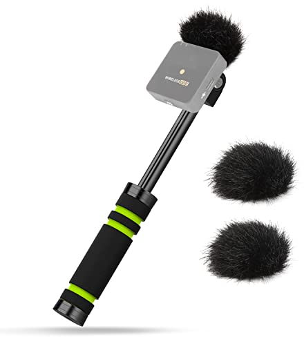 YOUSHARES Interview Microphone Handle - Rode Wireless Go 2 Handle with 2 Wind Muff Compatible for Rode Wireless Go II Microphone