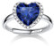 Bestyle Mondstein Ring Silber 925 Damen Verstellbare Ringe mit Geburtsstein September Fingerringe Herz-Ehering Saphir Schmuck für Mädchen