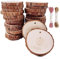 Natur Holzscheiben 40 Stück 5-6cm Baumscheiben mit Rinde Bastelholz Kit unfertig vorgebohrt mit Loch Holzkreise ideal für Kunst und Handwerk Weihnachten Ornamente DIY Hochzeit Handwerk
