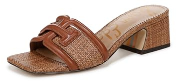 Sam Edelman Women's Waylon Heeled Slide Sandals, Rich Cognac/Cuoio Weave, Medium Fit, UK 3