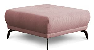 CAVADORE Hocker Cooper / Polsterhocker mit schwarzen Metallfüßen und feinem Cord-Bezug, als Beistellhocker oder Sitzhocker / 89 x 43 x 89 / Cord, Rosa