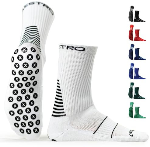 MAESTRO SPORTSWEAR Herren Gsk-cw Maestro Grip Fußball, Basketball, Hockey, Soccer Anti-Rutsch-Socken, weiß, M