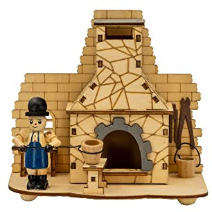 Kaladia - Portavelas de incienso de madera - para incienso tamaño M - Diseño: chimenea de incienso Schmited - Dimensiones: aprox. 15 x 13 x 10 cm