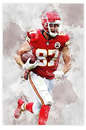 Rugby-Spieler-Sport-Poster, Travis Kelce, Leinwand-Poster, Wandkunst, Dekoration, Bild für Wohnzimmer, Schlafzimmer, Dekoration, Rahmen-Stil, 30 x 45 cm