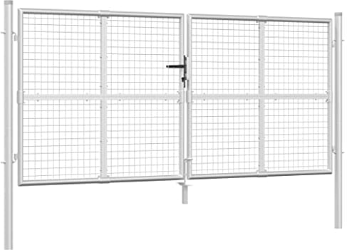 vidaXL Puerta de malla de jardín acero galvanizado plateado 300x175cm