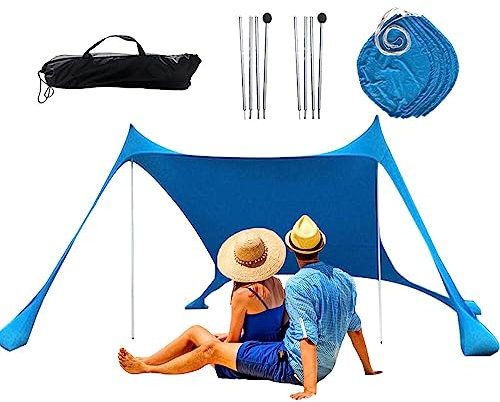 Playa Refugio Solar Sombrilla Toldo al Aire Libre Refugio Playa portátil para Acampar Sombrilla Familiar, Sombra Playa portátil para Acampar, Pescar, con Bolsa Transporte