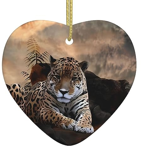 Afrikanische Tier Leopard Print Personalisierte Weihnachtskugel Keramik Weihnachten Hängende Ornament Weihnachtsbaum Dekoration Für Freund Freundin Frau Xmas Geschenke
