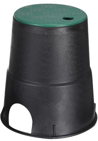 PATIKIL 6 Inch Sprinkler Valve Box, Irrigation Valve Box Round Circular Valve Box for Garden Yard Lawn Grassland Outdoor Ground Farm, Black