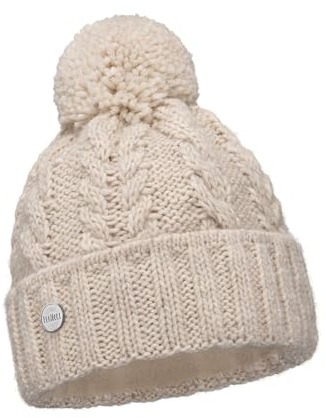 ELIMELI Damen Winter Mütze warme Strickmütze Wintermütze mit Bommel Slouch Beanie Damen für Winter Bommelmütze Hergestellt in EU Farbenauswahl 19005 (Beige Melange)