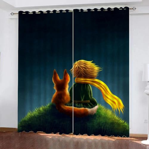 GIOVIA 3D Fuchs Vorhänge Abdunkelnde Süße Tiere Kindervorhänge Vorhang mit ösen 2er Set Gardinen Blickdicht Verdunkelungs für Kinderzimmer Schlafzimmer Wohnzimmer B 110 X H 95 cm
