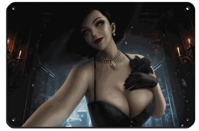 FrySky Resident Evil Village Lady Dimitrescu 8 Poster Blechschild Vintage Metall Pub Club Cafe Bar Home Wandkunst Dekoration Poster Retro 20 x 30 cm