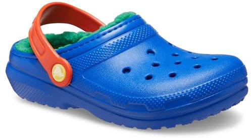 Crocs Kids Clogs, Classic Lined Clog T, Blue Bolt/Multi,6 UK Child