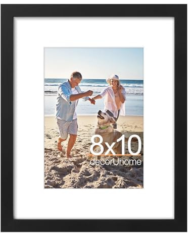 decorUhome 8x10 Picture Frame, Display Pictures 5x7 with Mat or 8x10 without Mat, Wall & Tabletop Display Photo Frame, Black, 1 Pack