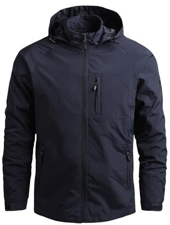 OlyljpinZ Giacca Softshell da Uomo Giacca da Esterno Antivento Casual Sportivo Leggero Giacca a Vento Giubbotto da Trekking Montagna impermeabile con cappuccio staccabile