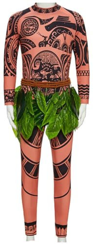 Yanny Prinzessin Frauen Mädchen Rock mit Halskette Perücke Cosplay Maui Tattoo Shirt Hose Kostüm Halloween (Stil 6, 180-190)