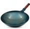 welsteepse Carbon Steel Wok Traditional Hand Hammered Wok,14 Inch,Round Bottom(Roasted Blue)