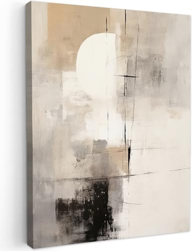 MuchoWow© Wandbilder Wohnzimmer Wanddeko Schlafzimmer Zimmerdeko | 50x70 cm - Wandgemälde Zimmer Deko auf Wand Dekoration Wall Art Abstrakt - Kunst - Grau