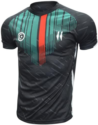 UNITIF Trikot Palästina Palestine Fußball PL-146 Schwarz, Fussball, Herren, Tshirt, Flagge, Tuch Mikrofaser (DE/NL/SE/PL, Alphanumerisch, L, Regular, Regular, Schwarz)