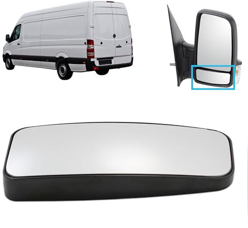 ALIGOPARTS LEFT Passenger side Non Heated Lower Wing Mirror Glass for Mercedes Sprinter VW Volkswagen Crafter 2006-2018 A0028113933 (Left Lower)