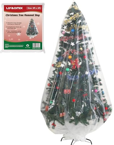 Liyaomix Jumbo Christmas Tree Removal Bag, Clear Extra Large 6ft Width x 9ft Tall Christmas Tree Disposal Bag Waterproof for Upright Storage