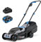 ROYAL GARDEN Tosaerba elettrico a spinta da 33 cm con regolazione in altezza a 5 altezze, portatile e leggero, alimentato a batteria (batteria da 4,0 Ah e caricabatterie inclusi)