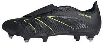 adidas Unisex Predator League Fold-Over Tongue Soft Ground Football Boots Fußballschuhe, Core Black/Carbon/Lucid Lemon, 40 2/3 EU