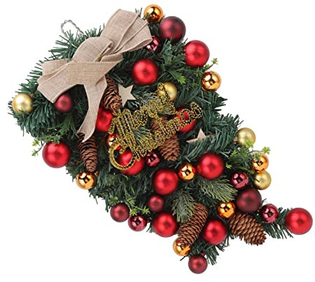 Weihnachtskranz Upside Down Weihnachtsbaum Wandbehang Türanhänger Künstliche Blumen Kunst Türdeko Weihnachtsschmuck Girlande Neujahr Deko für Eingang