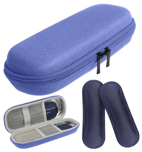 ACWOO Bolsa Enfriadora de Insulina, Bolsa Viajera para Diabéticos Nevera Medicamientos Estuche, Portátil Estuche para Enfriador de Insulina, Mini Enfriador Medicamentos con 2 Bolsas de Hielo (Azul)