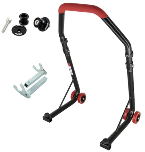 SEFIS D18 Motorradständer Set + M6 Prismabuchsen Hinterrad Motorradheber Serviceständer Heck motorrad montageständer hinten ständer aufbocken (Rot, für Yamaha MT-09 / SP / Tracer MT-10 / FZ1)