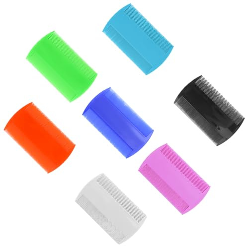 7 Stück Doppelseitiger Feinzahniger Läusekamm,7 Farbe Plastik Läusekamm Flohkamm,Hunde Flohkamm,Double Sided Cat Dog Flea Comb Floh Floh Läusekämme,Entfernen von Floh
