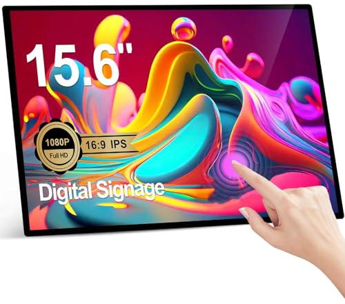 AYSTekMann 15,6 pollici Digital Signage visualizza 10000 mAh touch screen capacitivo pubblicità display con HDMI-in, tutto in un lettore LCD monitor commerciale con Android 11 (2+32GB)