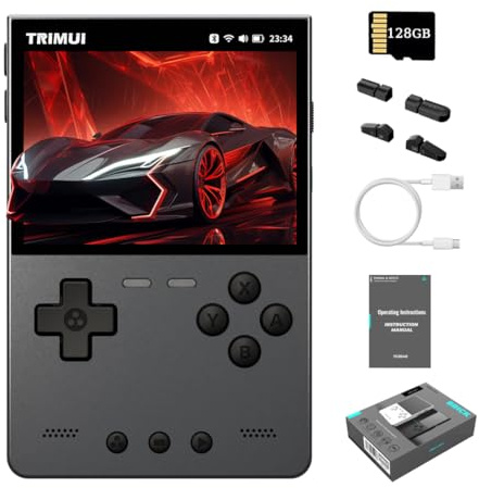Trimui Brick Hammer Console de jeu portable, avec carte TF 128 Go, écran IPS 3,2, émulateur rétro 20+, Allwinner A133P, console de jeu vidéo, lecteur de jeu, système Linux
