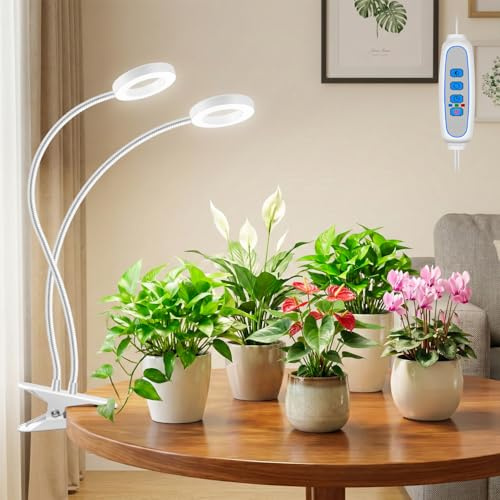 Eurbolan pflanzenlampe led vollspektrum, 96 LEDs grow light mit Clip, Weiß | LED vollspektrum pflanzenlampen mit 6/12/16 Stunden, 360° Schwanenhals, 3 Farben, 5 Helligkeit, 1 Pack