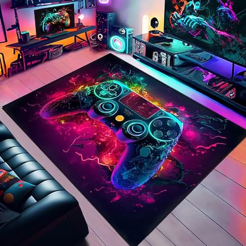 Azure Cantara Gaming Area Rug,80 * 160Cm Game Rug Boys Room Decor,Game Controlloer Decorative Carpet,Anti-Slip Gamings Mat for Game Room Boys Girls Bedroom Living Room