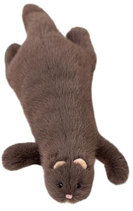 AQCQDQ Kuscheltier Frettchen, Realistisches Stofftier Weiches, Schneefrettchen Plüschtier, Sammlergeschenk für Kinder Jungen Mädchen (Grau)