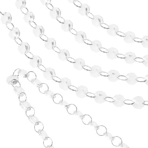 TOBBOMEY Rideau de Porte à Perles en Cristal 14 Mm Octogonal 5 Pièces, Cloison Intérieure Décorative, à Suspendre de Rideau pour Séparation Pièce et Mariage, Transparent Éclat Diamant,